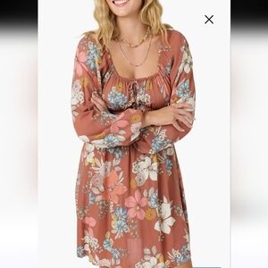 O'Neill LaynaTerracotta Floral Long Sleeve Dress Size L
